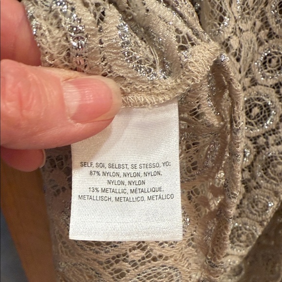 Anthropologie Chic Lace Blouse in Taupe with Metallic Thread - Picture 5 of 5